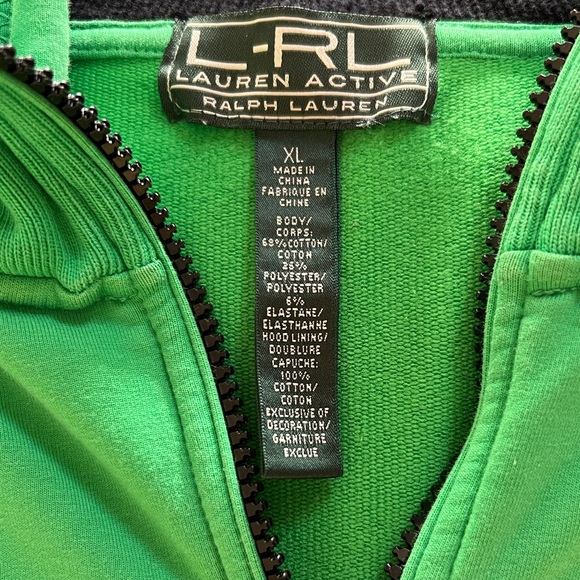 Ralph Lauren Active LRL Women's Green Full Zip Jacket Hoodie Crest Embroidered - Picture 5 of 11